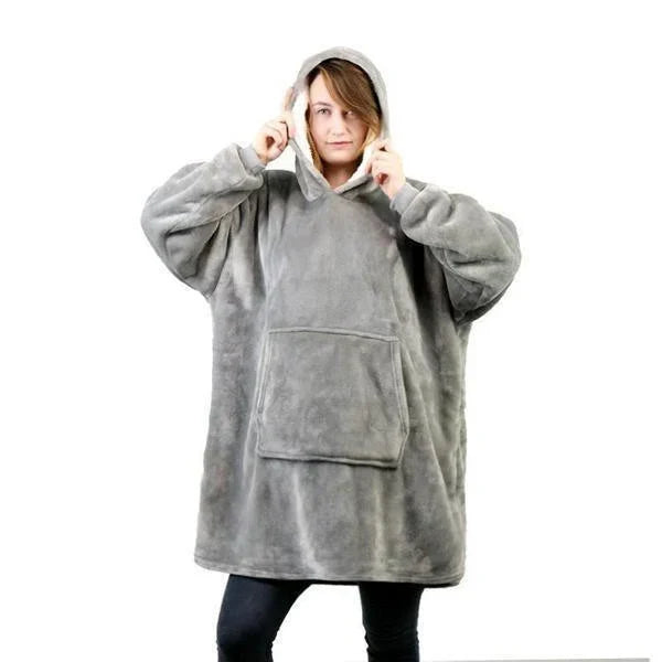 Deken-hoodie met fleece voering, capuchon en voorzak