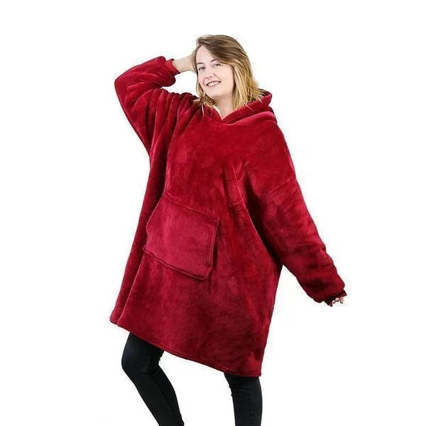 Deken-hoodie met fleece voering, capuchon en voorzak
