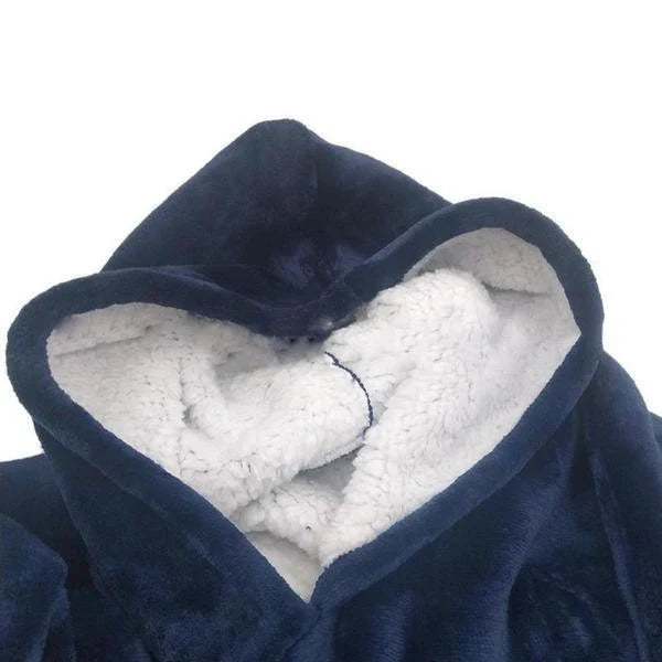Deken-hoodie met fleece voering, capuchon en voorzak