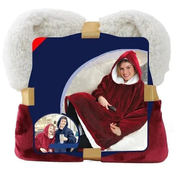 Deken-hoodie met fleece voering, capuchon en voorzak