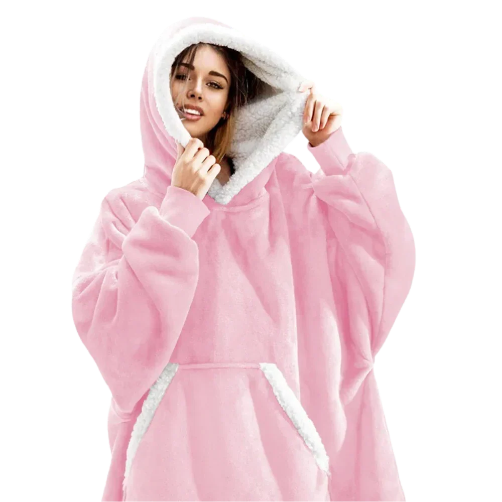 Hoodie met Sherpa en Flanel – One Size voor Dames en Heren