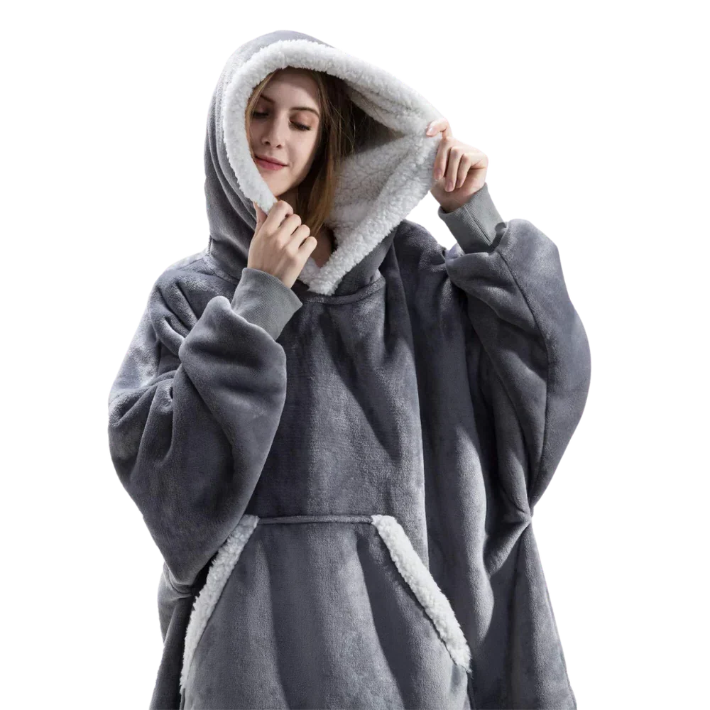 Hoodie met Sherpa en Flanel – One Size voor Dames en Heren