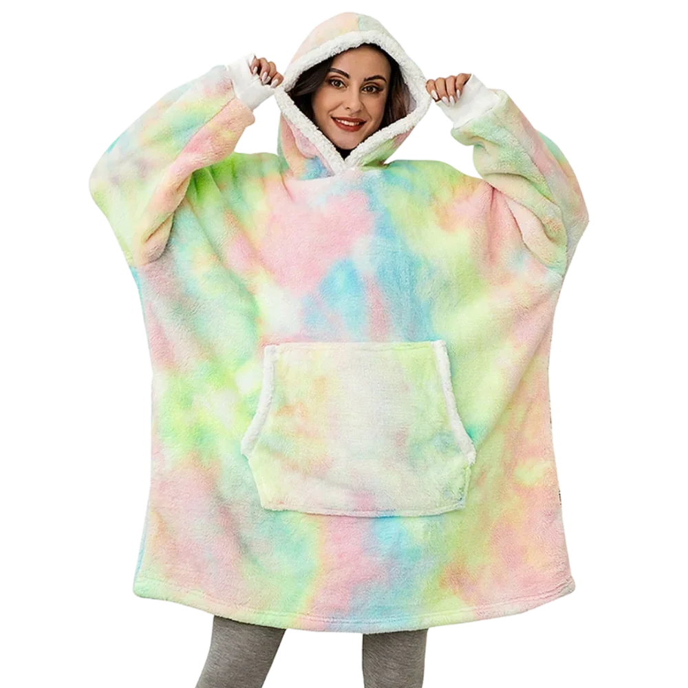 Hoodie met Sherpa en Flanel – One Size voor Dames en Heren