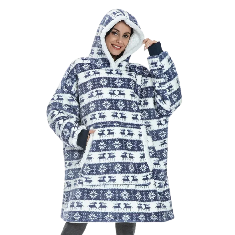 Hoodie met Sherpa en Flanel – One Size voor Dames en Heren