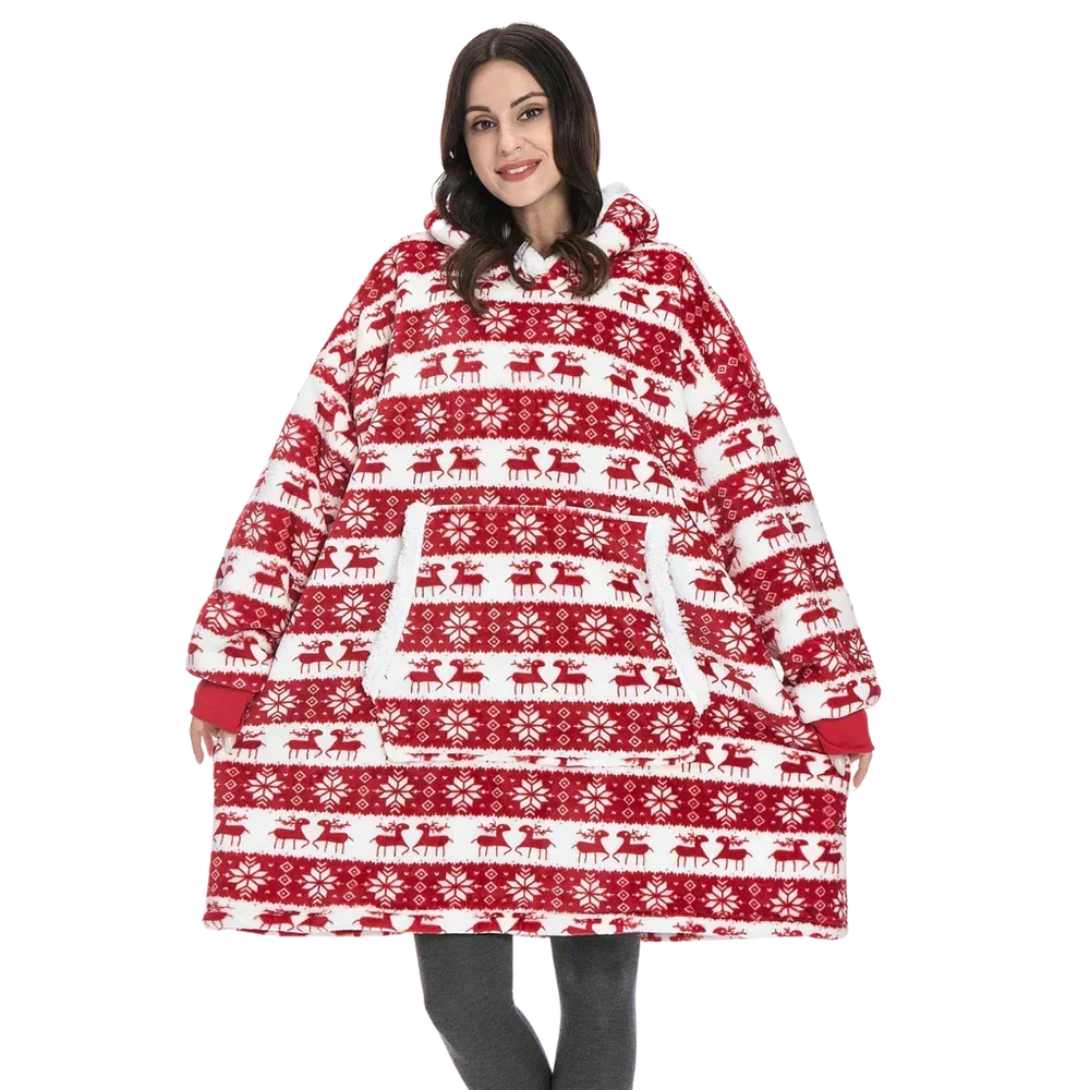 Hoodie met Sherpa en Flanel – One Size voor Dames en Heren