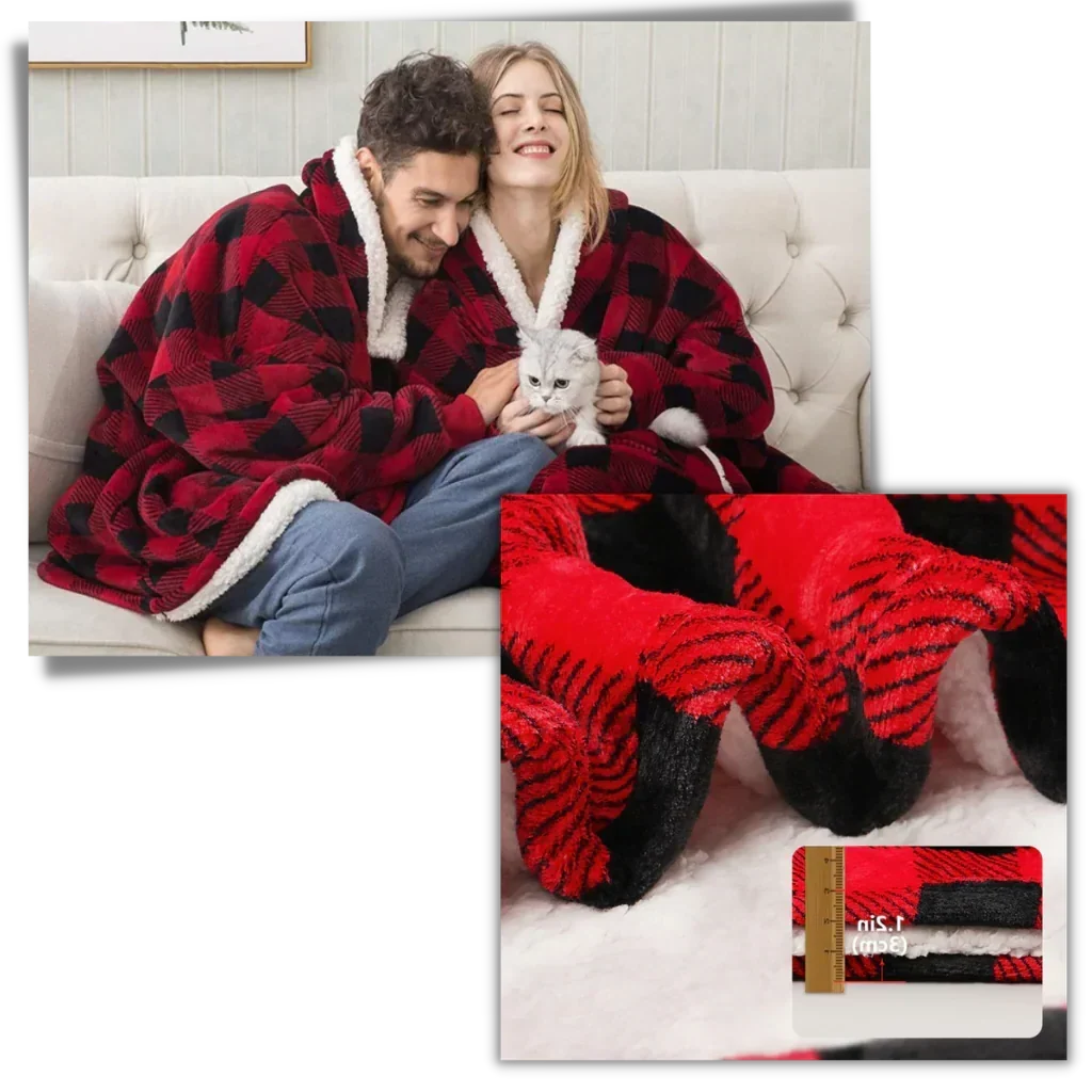 Hoodie met Sherpa en Flanel – One Size voor Dames en Heren