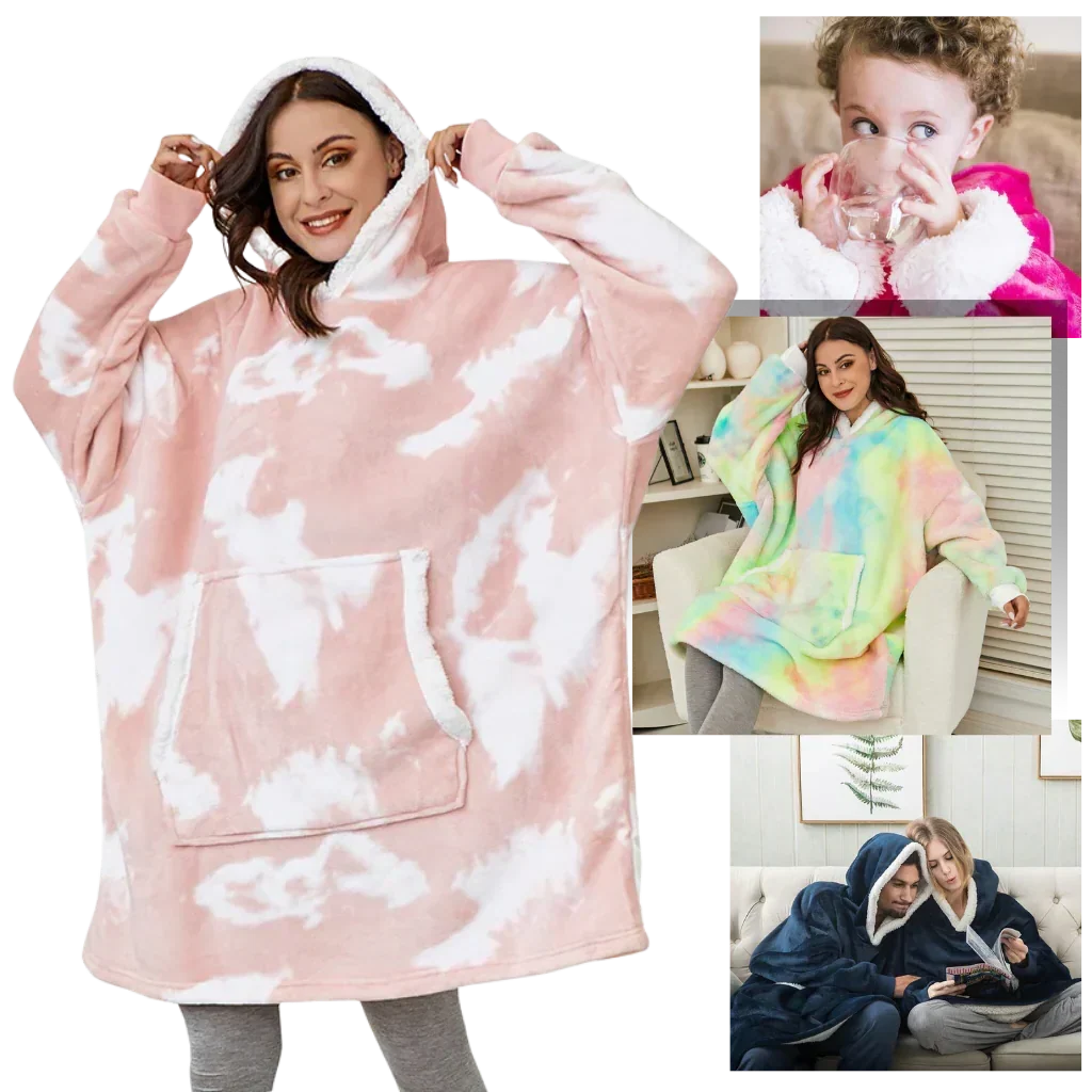Hoodie met Sherpa en Flanel – One Size voor Dames en Heren