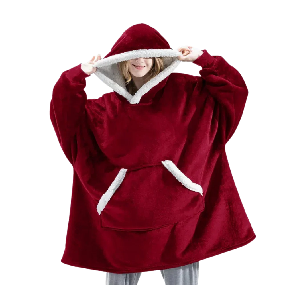 Hoodie met Sherpa en Flanel – One Size voor Dames en Heren