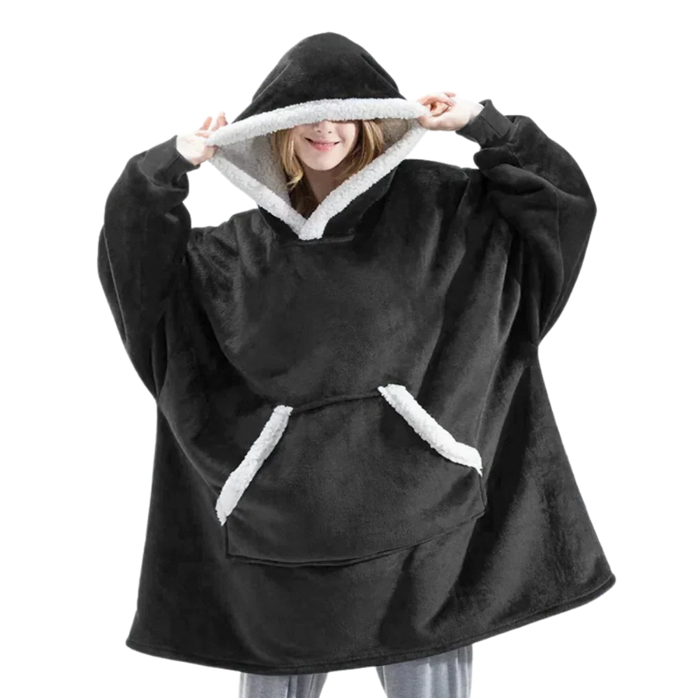 Hoodie met Sherpa en Flanel – One Size voor Dames en Heren