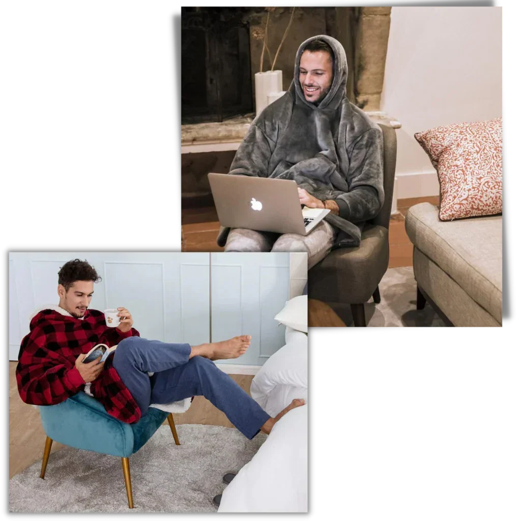 Hoodie met Sherpa en Flanel – One Size voor Dames en Heren
