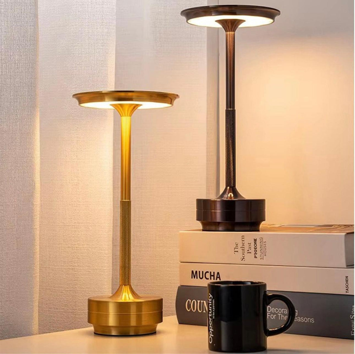 Draadloze LED-tafellamp met touch-dimmer van aluminium IP44