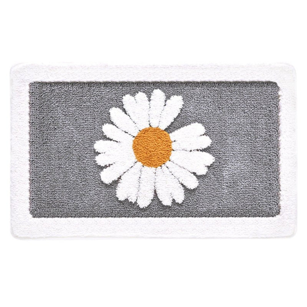 Pluche badmat met bloemenpatroon en antislip onderkant