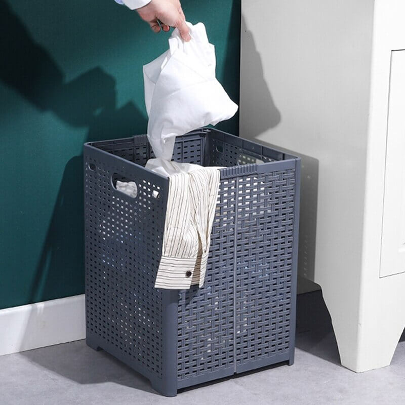 Opvouwbare wasmand met draaggrepen – ruimtebesparend