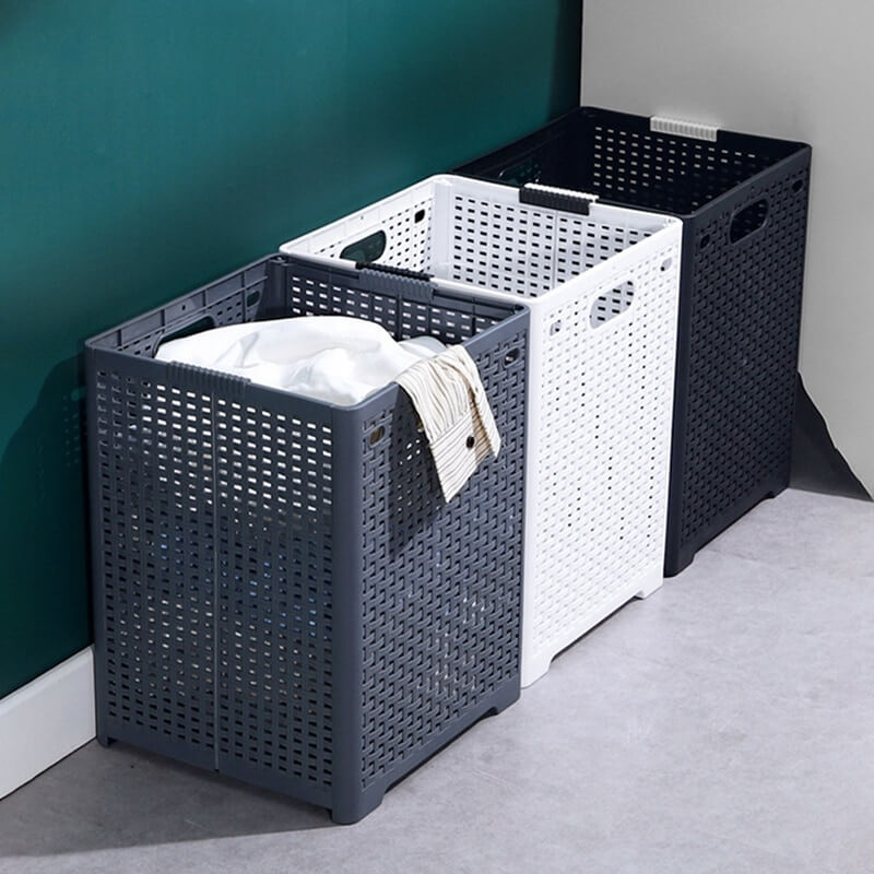 Opvouwbare wasmand met draaggrepen – ruimtebesparend