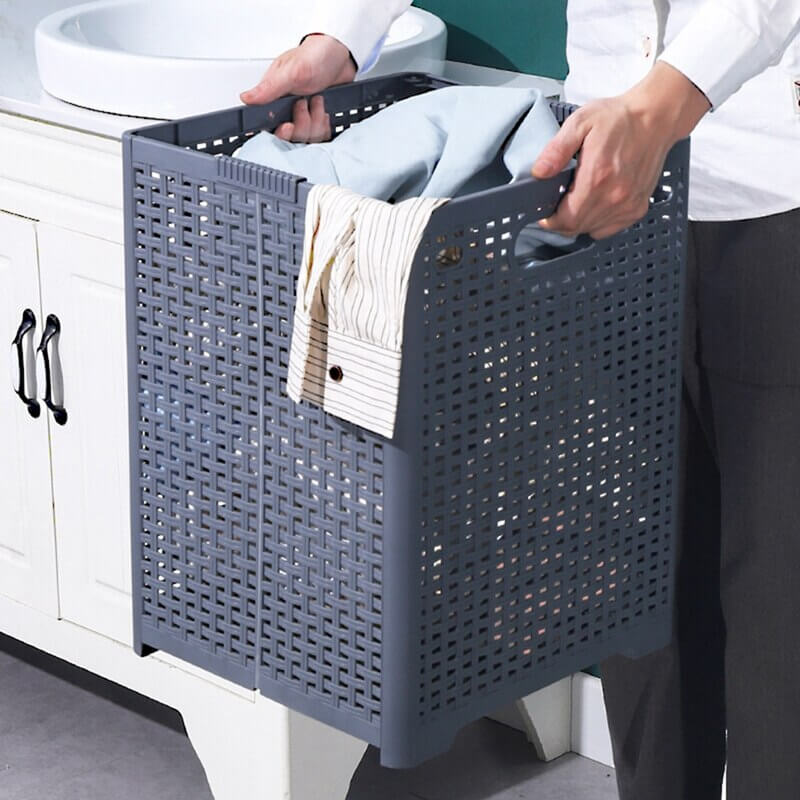 Opvouwbare wasmand met draaggrepen – ruimtebesparend