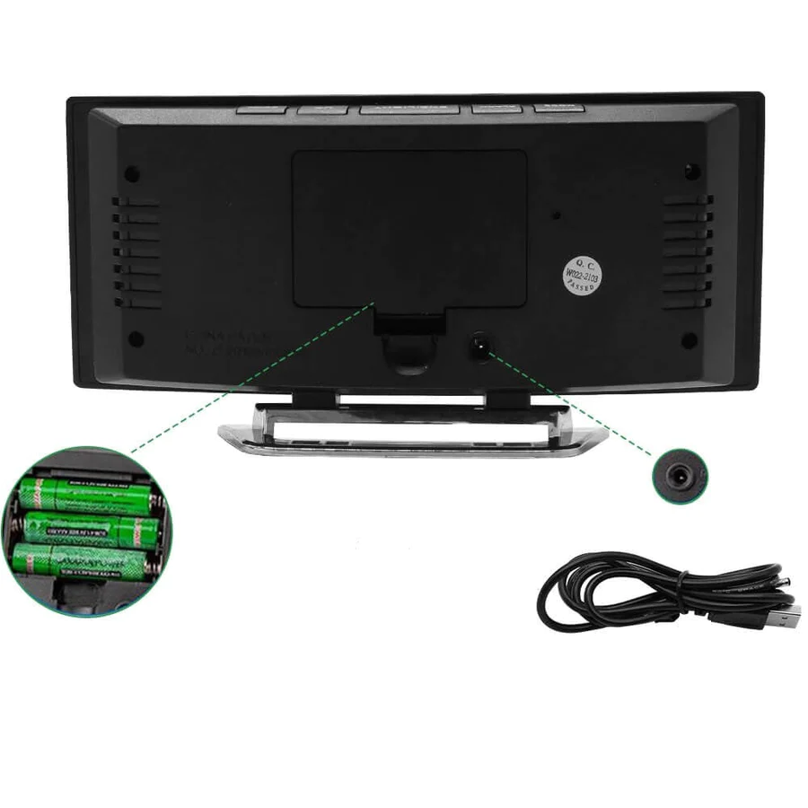 Digitale Wekker met Gebogen LED-Spiegeldisplay en Crescendo-Alarm