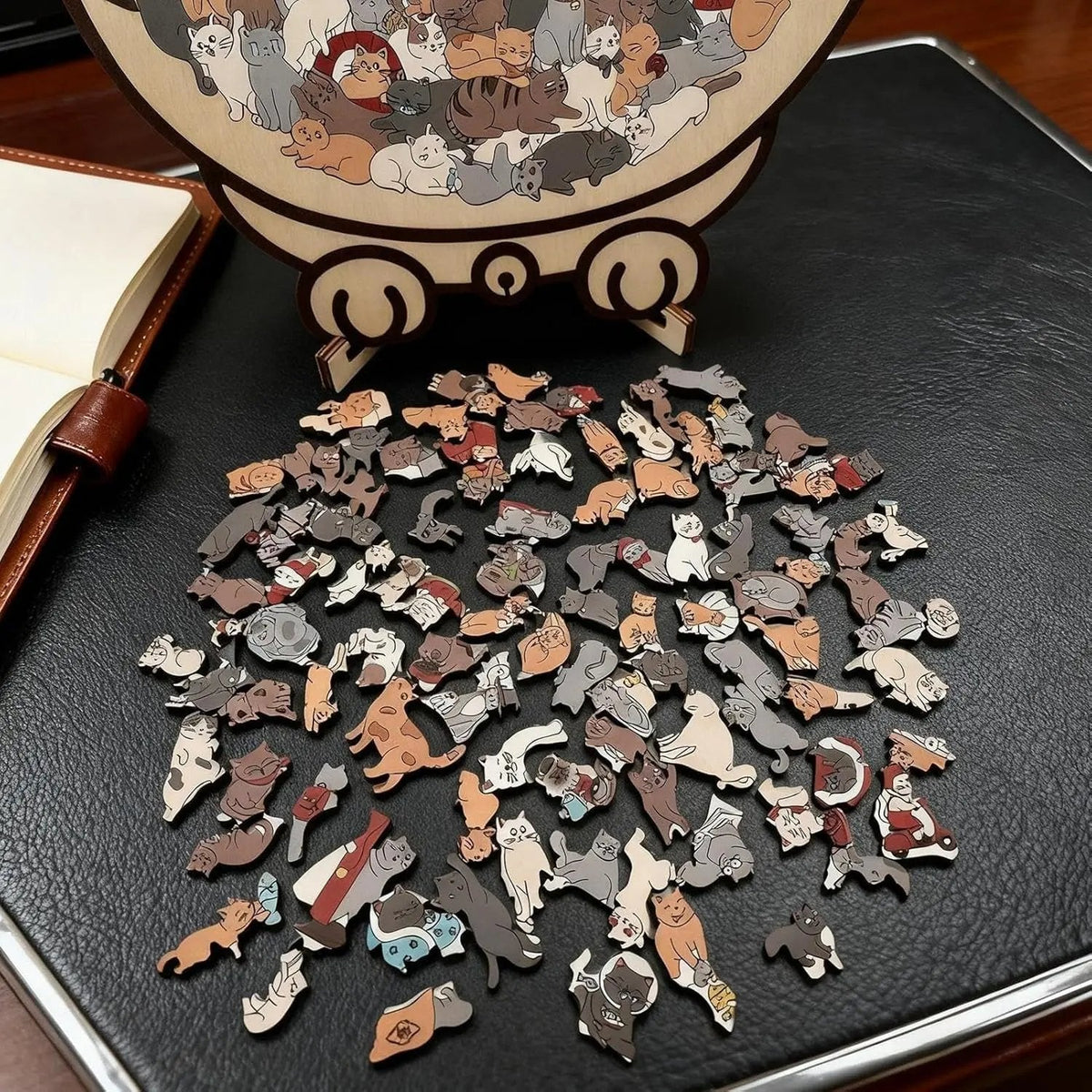 Houten Kattenpuzzel 135 Stukjes – Mindful Puzzelen met Kunstzinnig Design