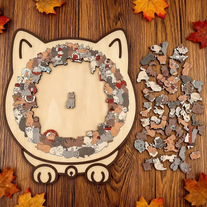 Houten Kattenpuzzel 135 Stukjes – Mindful Puzzelen met Kunstzinnig Design