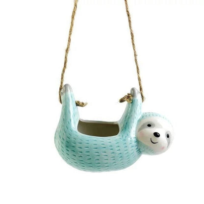 Handgemaakte Keramieke Bloempot met Luiaard-Design voor Vetplanten