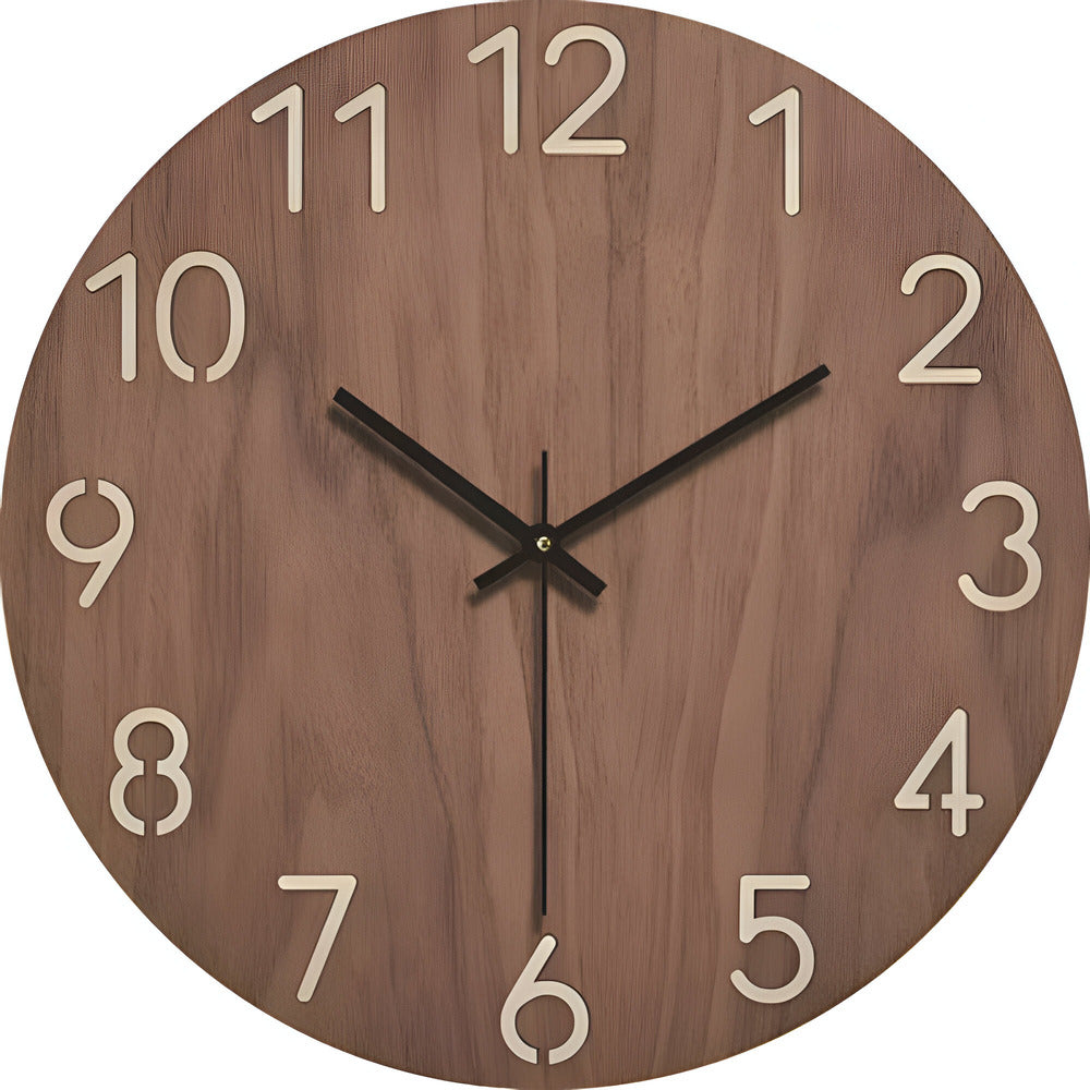 Moderne houten wandklok – geruisloos kwartuurwerk minimalistisch