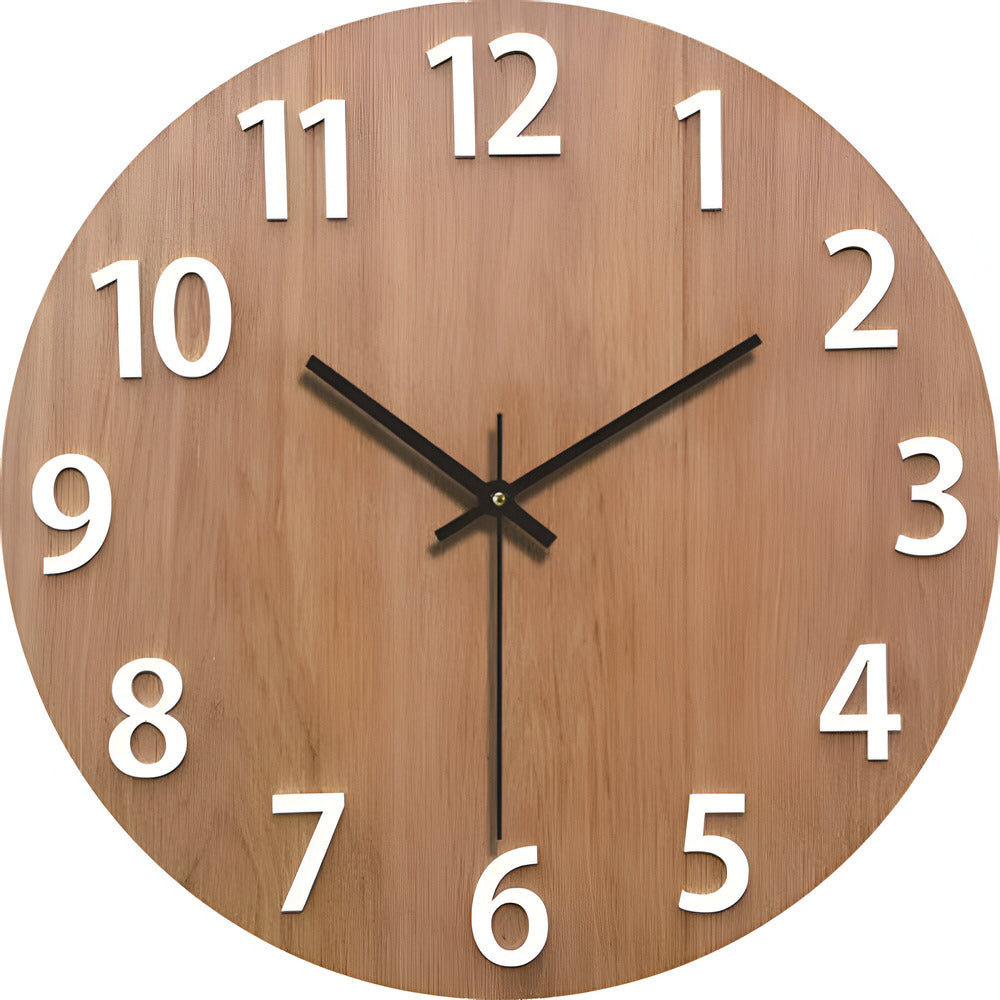 Moderne houten wandklok – geruisloos kwartuurwerk minimalistisch