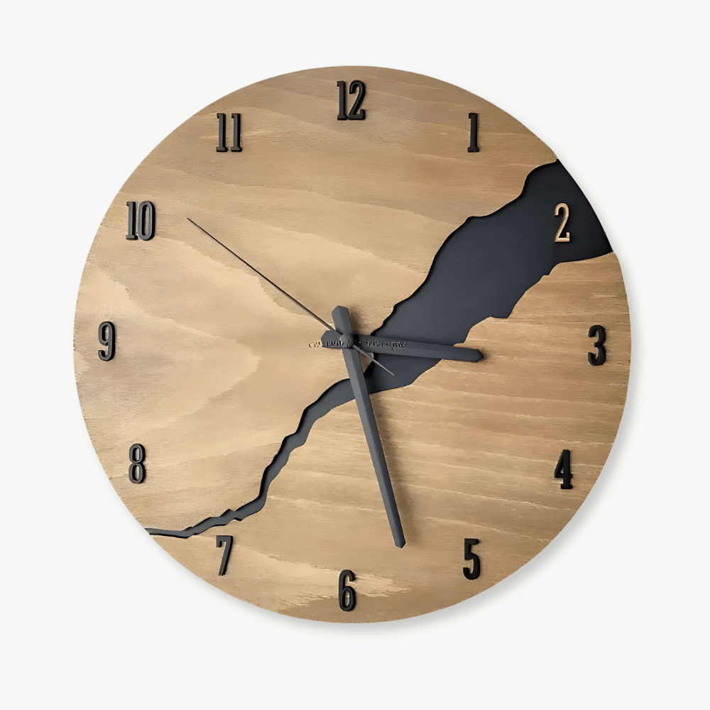 Wandklok van bamboe en hout met stil quartz uurwerk