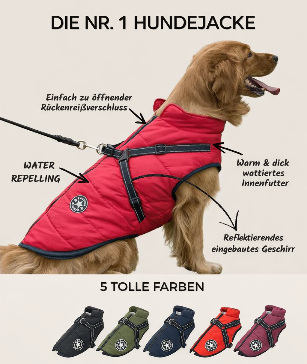 Hondenjack met geïntegreerd harnas – wind- en waterafstotend
