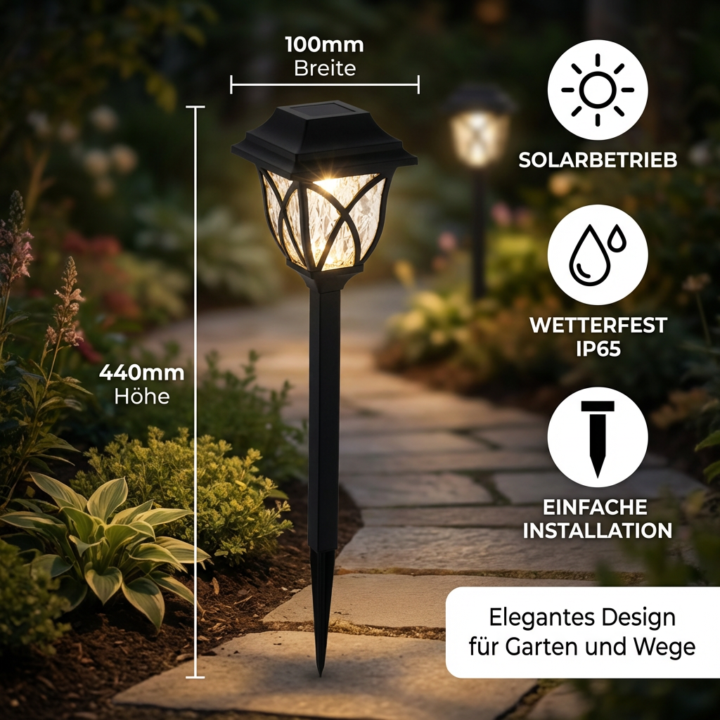 Zonne-energie LED-padverlichting met schemeringsensor voor tuinpaden