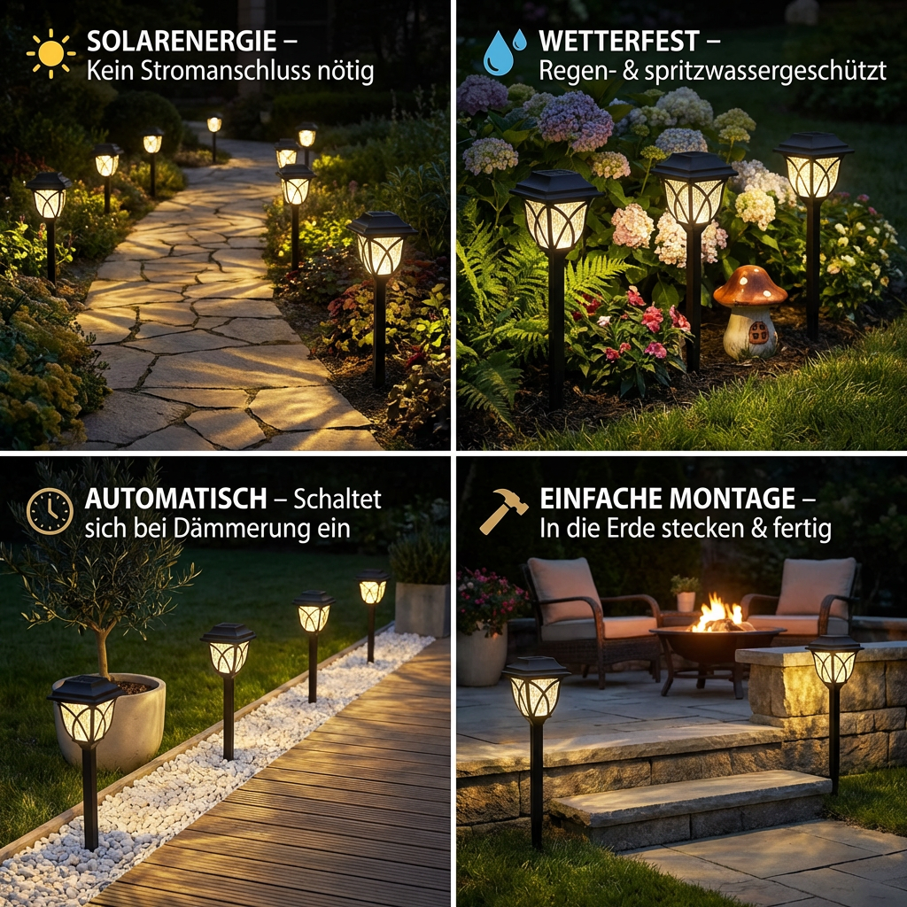 Zonne-energie LED-padverlichting met schemeringsensor voor tuinpaden