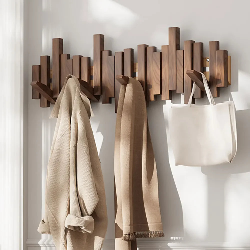 Kapstok met magnetische klapbare haken – hout en modern design
