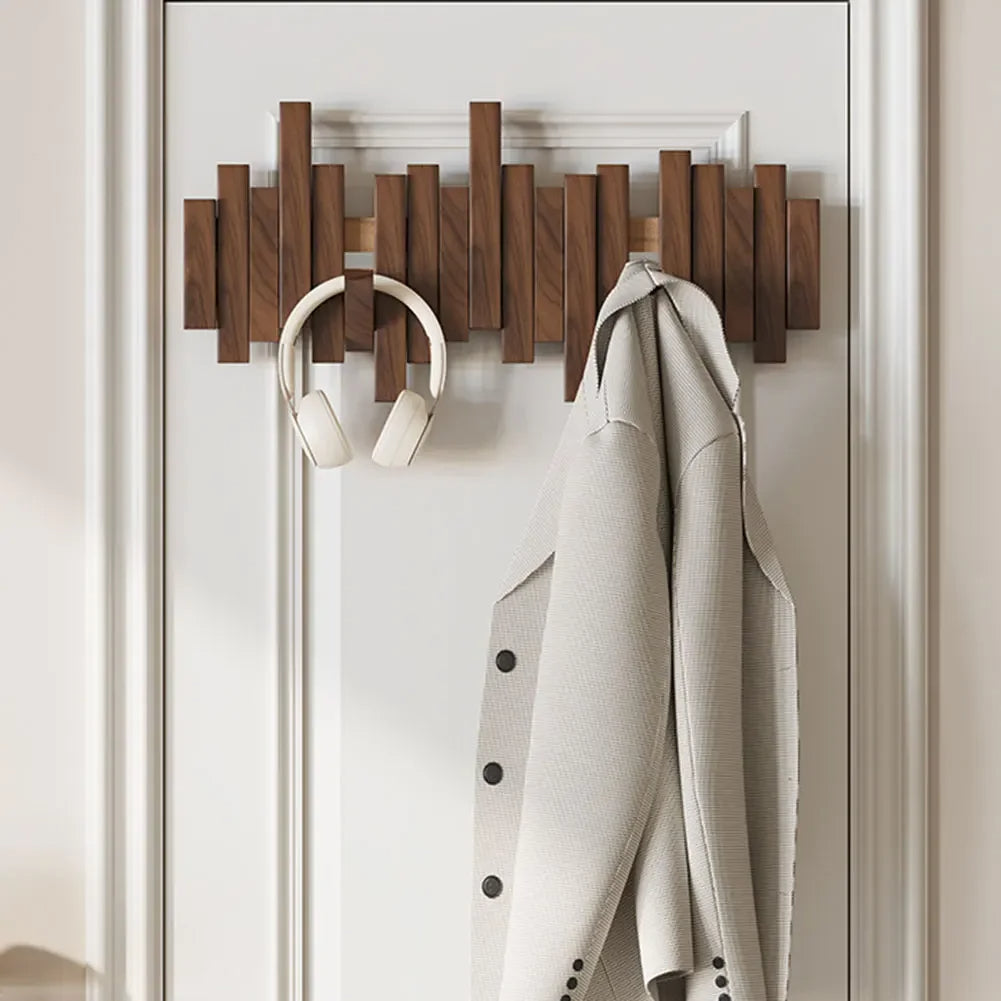 Kapstok met magnetische klapbare haken – hout en modern design