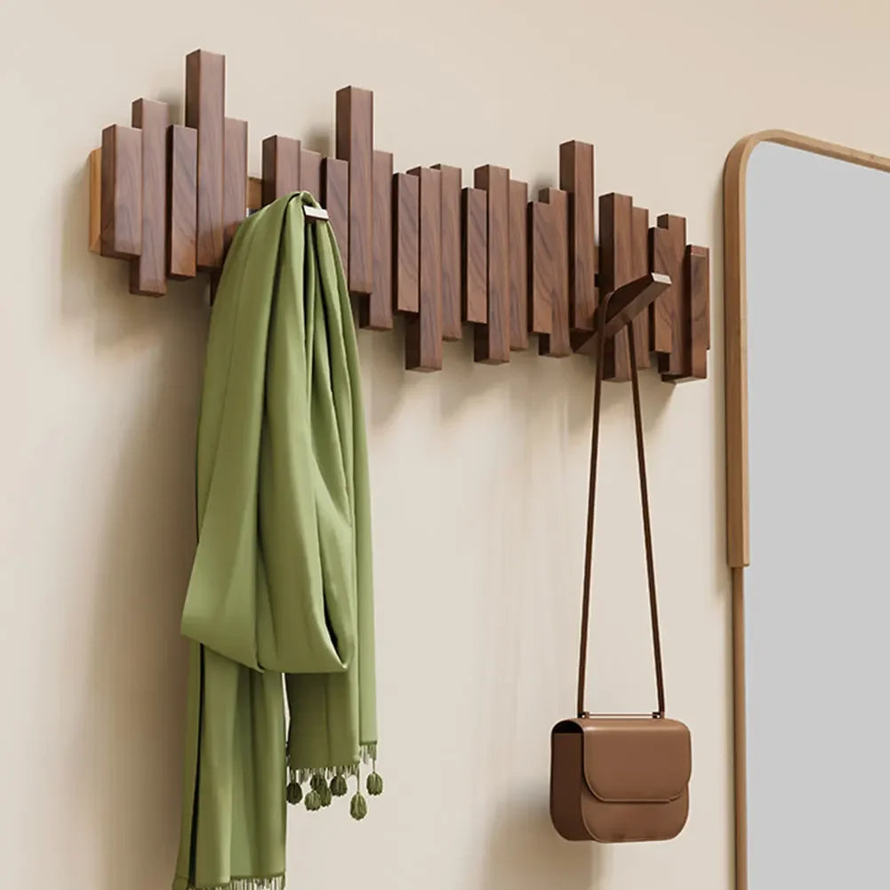 Kapstok met magnetische klapbare haken – hout en modern design