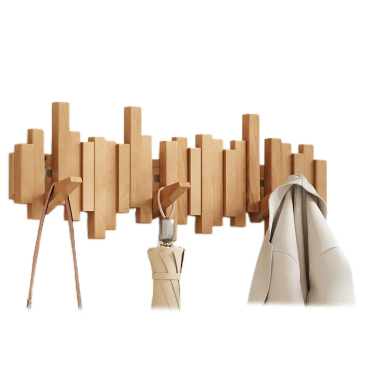 Kapstok met magnetische klapbare haken – hout en modern design