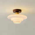 Plafondlamp Walnoothouten Glas Scandinavisch E27 Woonruimtes