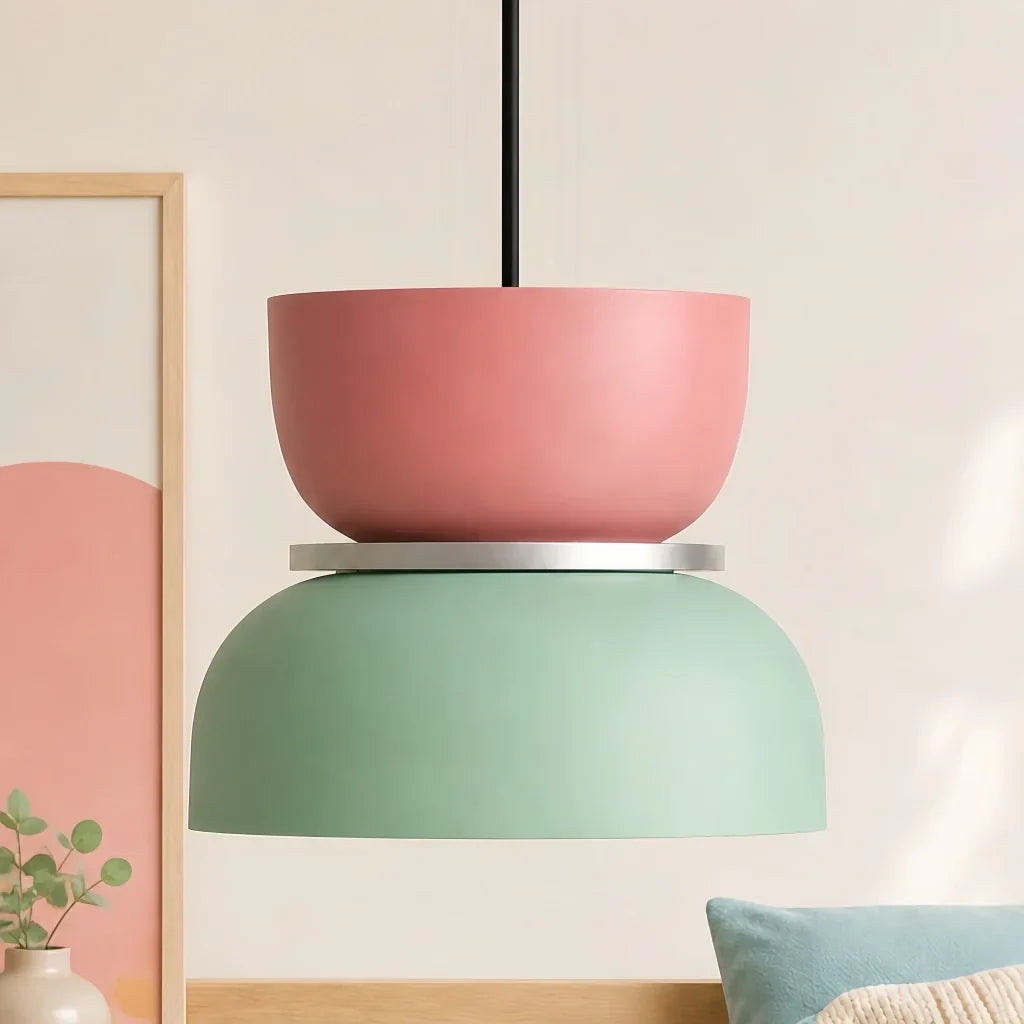Noordse hanglamp met kleurblok-design voor moderne ruimtes