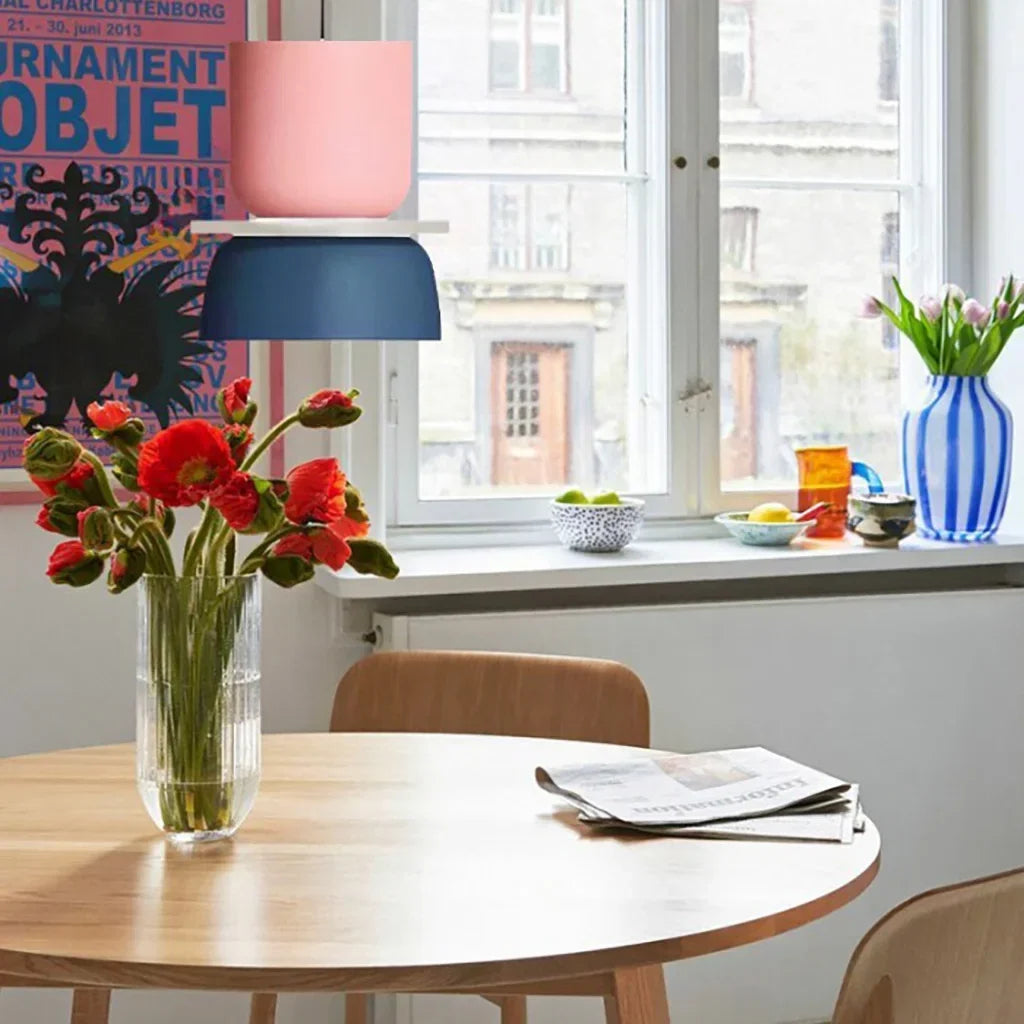 Noordse hanglamp met kleurblok-design voor moderne ruimtes