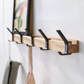 Wandgarderobe met dubbele haken – hout en aluminium