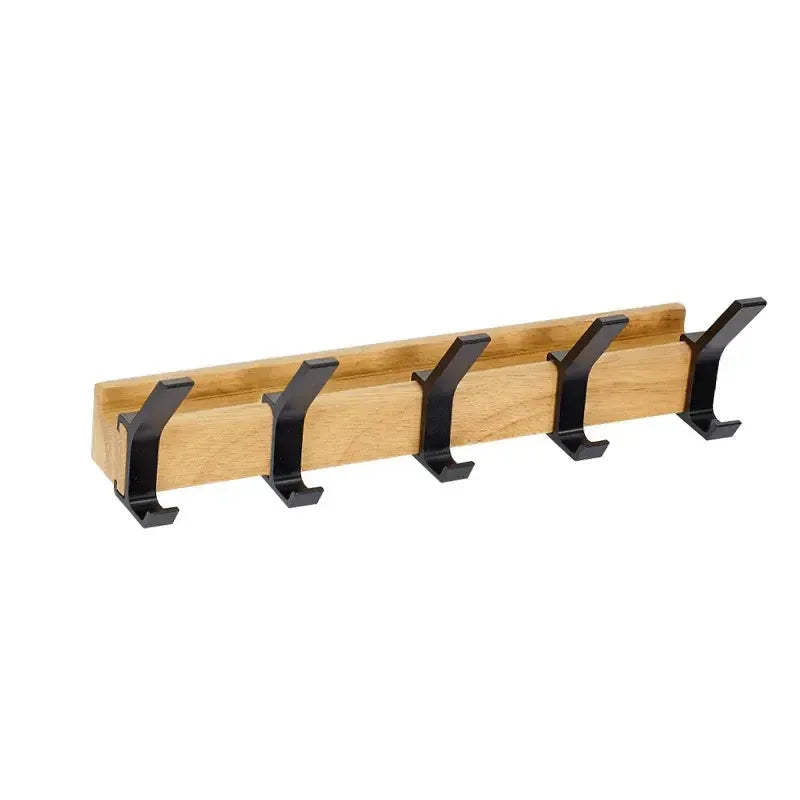 Wandkapstok met beweegbare dubbele haken – hout & aluminium