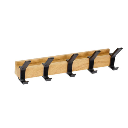 Wandkapstok met beweegbare dubbele haken – hout & aluminium
