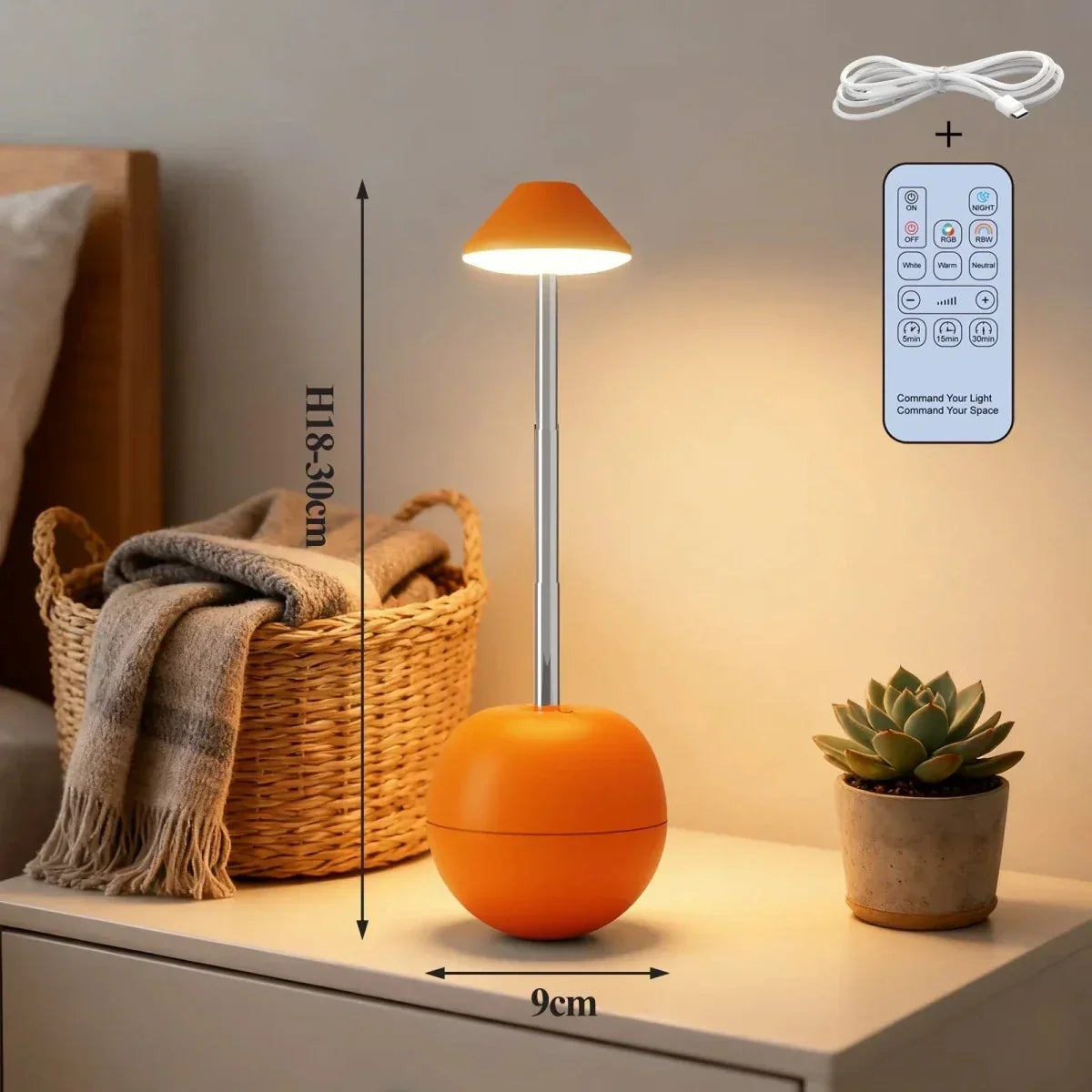 LED nachttaflamp met afstandsbediening en USB-aansluiting