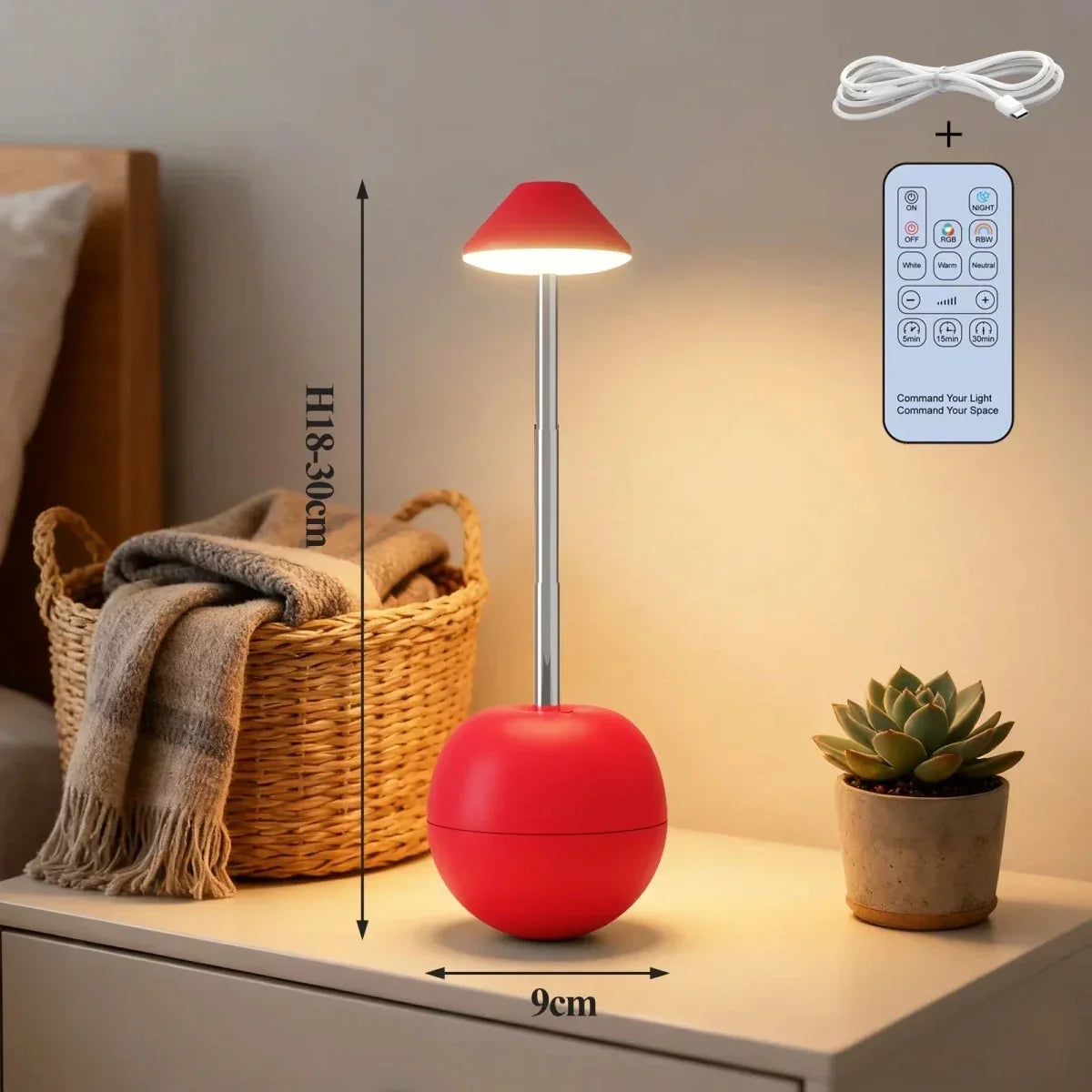 LED nachttaflamp met afstandsbediening en USB-aansluiting