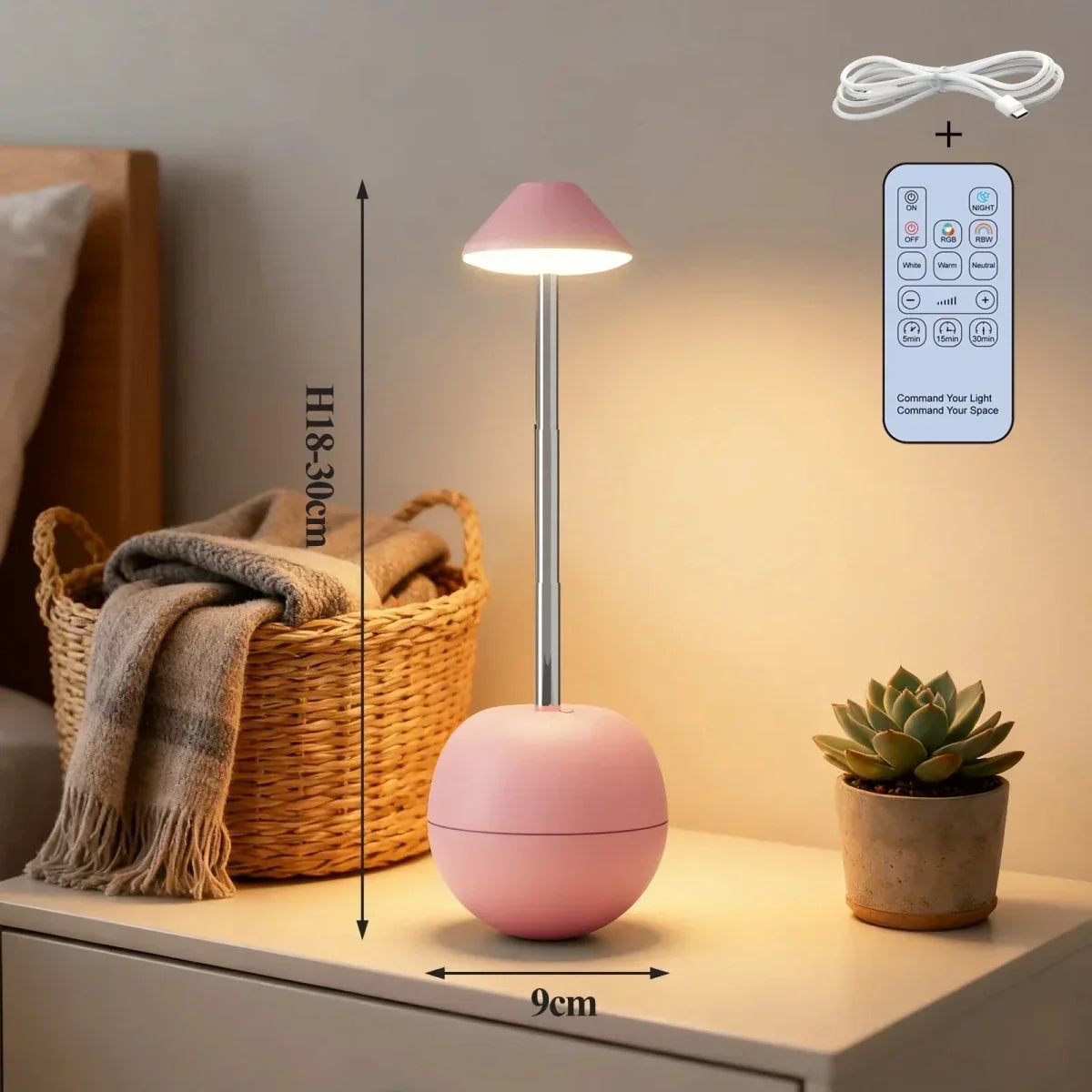 LED nachttaflamp met afstandsbediening en USB-aansluiting