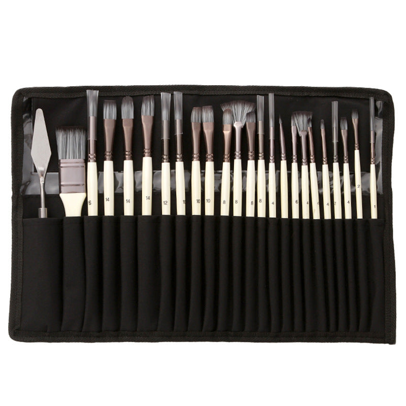 Professionele Penselenset 24 Stuks met Paletmes – Acryl, Aquarel & Olieverf