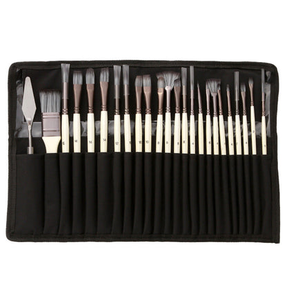 Professionele Penselenset 24 Stuks met Paletmes – Acryl, Aquarel & Olieverf