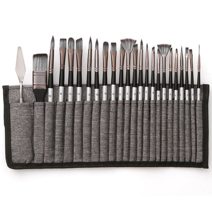Professionele Penselenset 24 Stuks met Paletmes – Acryl, Aquarel & Olieverf