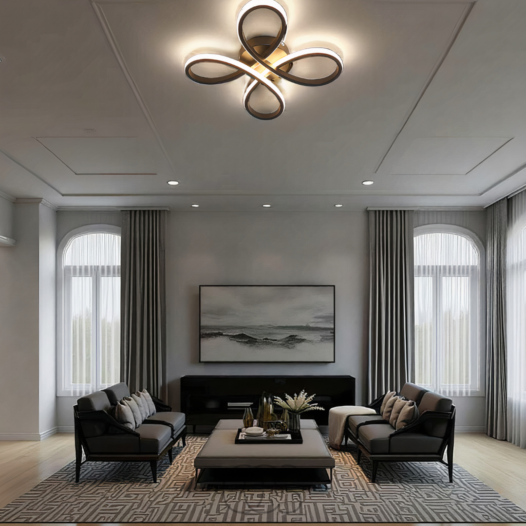 LED Plafondlamp Klaverblad dimbaar zwart 30 cm woonkamer