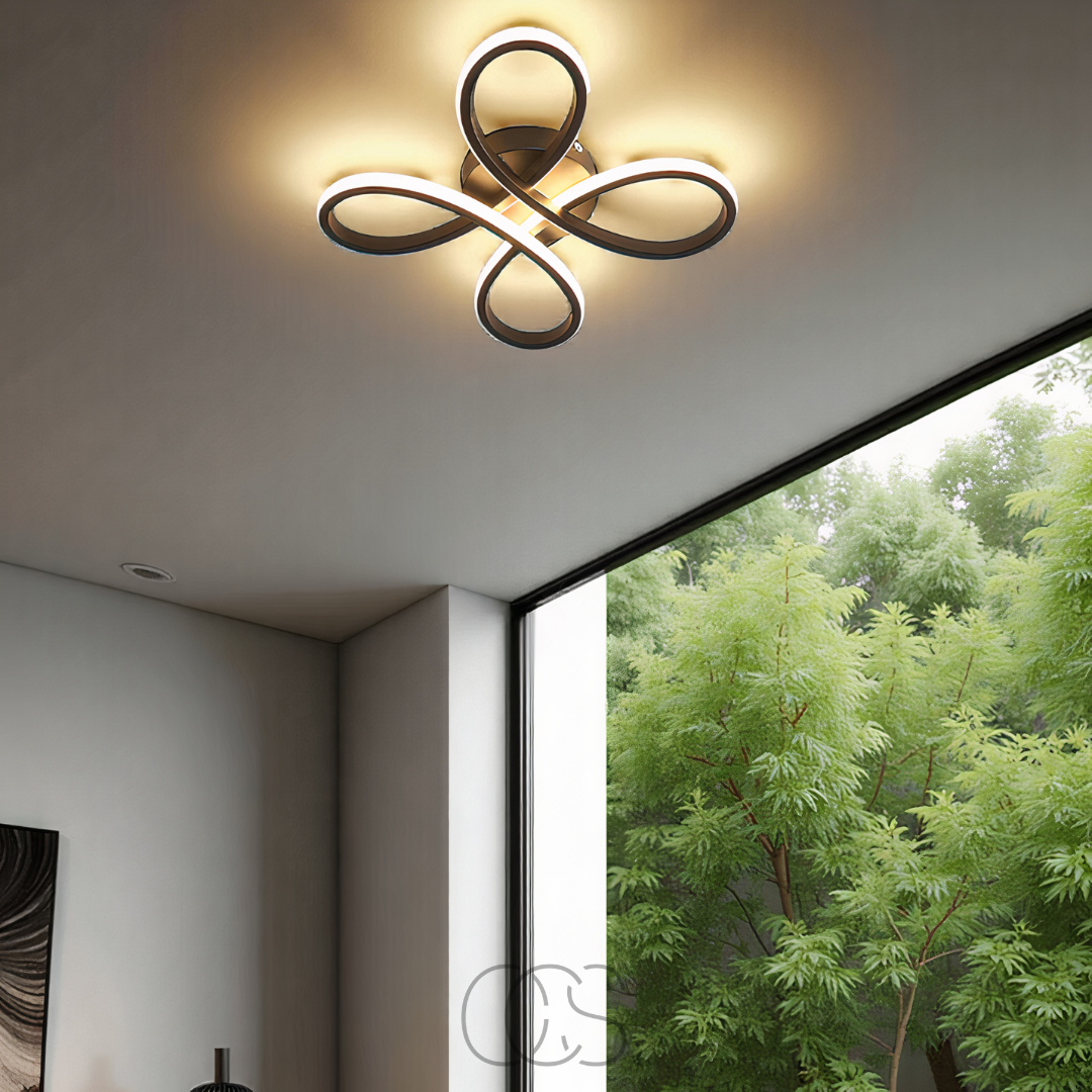LED Plafondlamp Klaverblad dimbaar zwart 30 cm woonkamer
