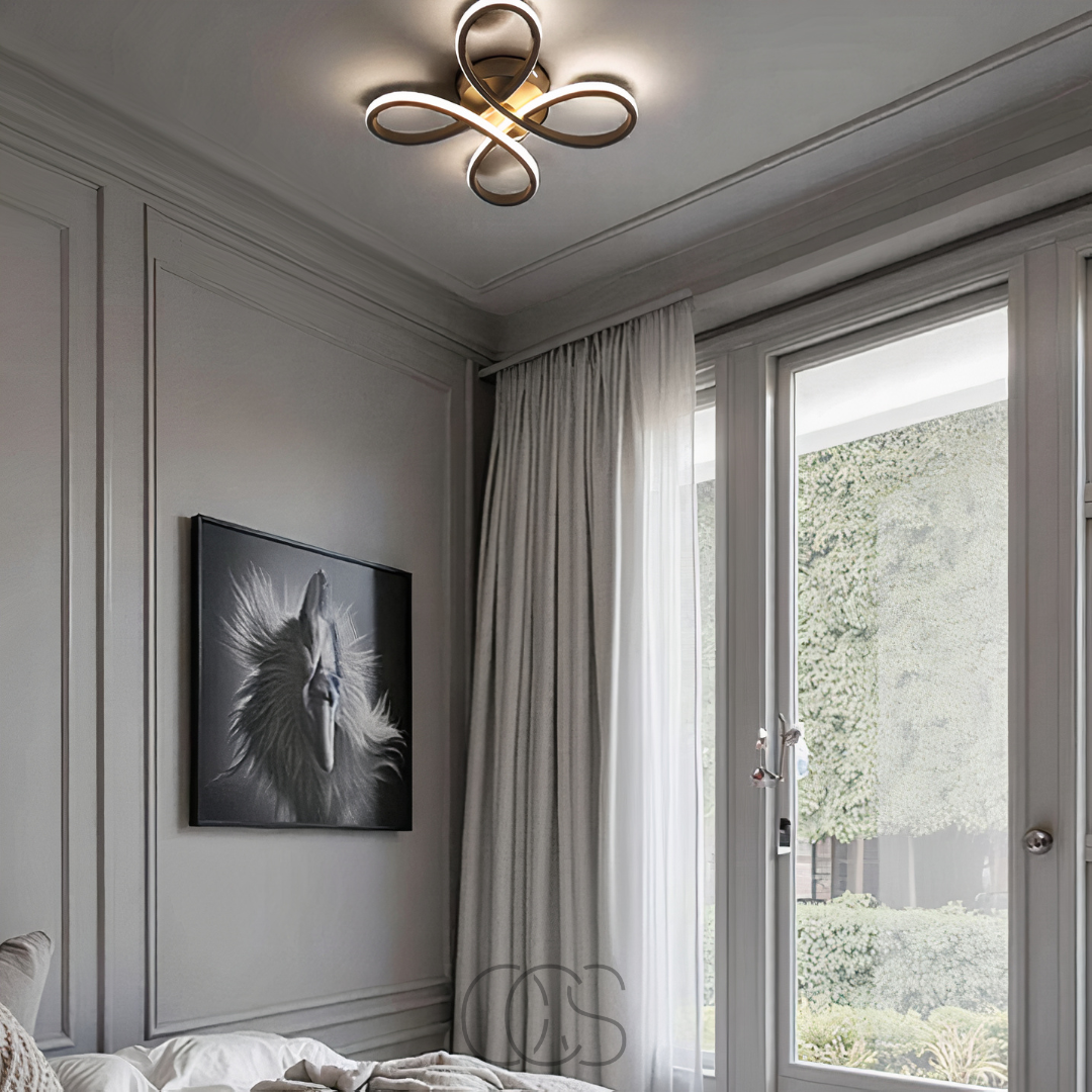 LED Plafondlamp Klaverblad dimbaar zwart 30 cm woonkamer