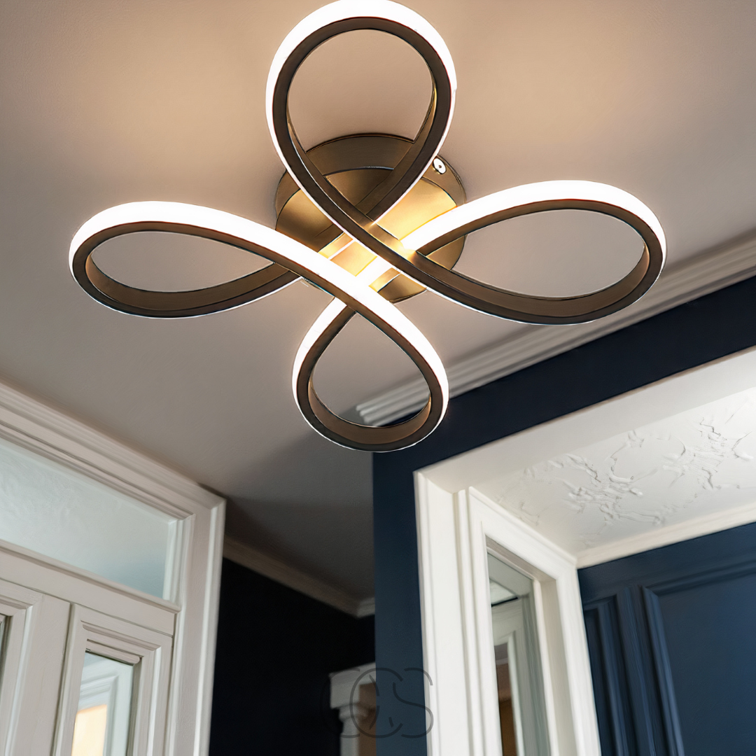 LED Plafondlamp Klaverblad dimbaar zwart 30 cm woonkamer
