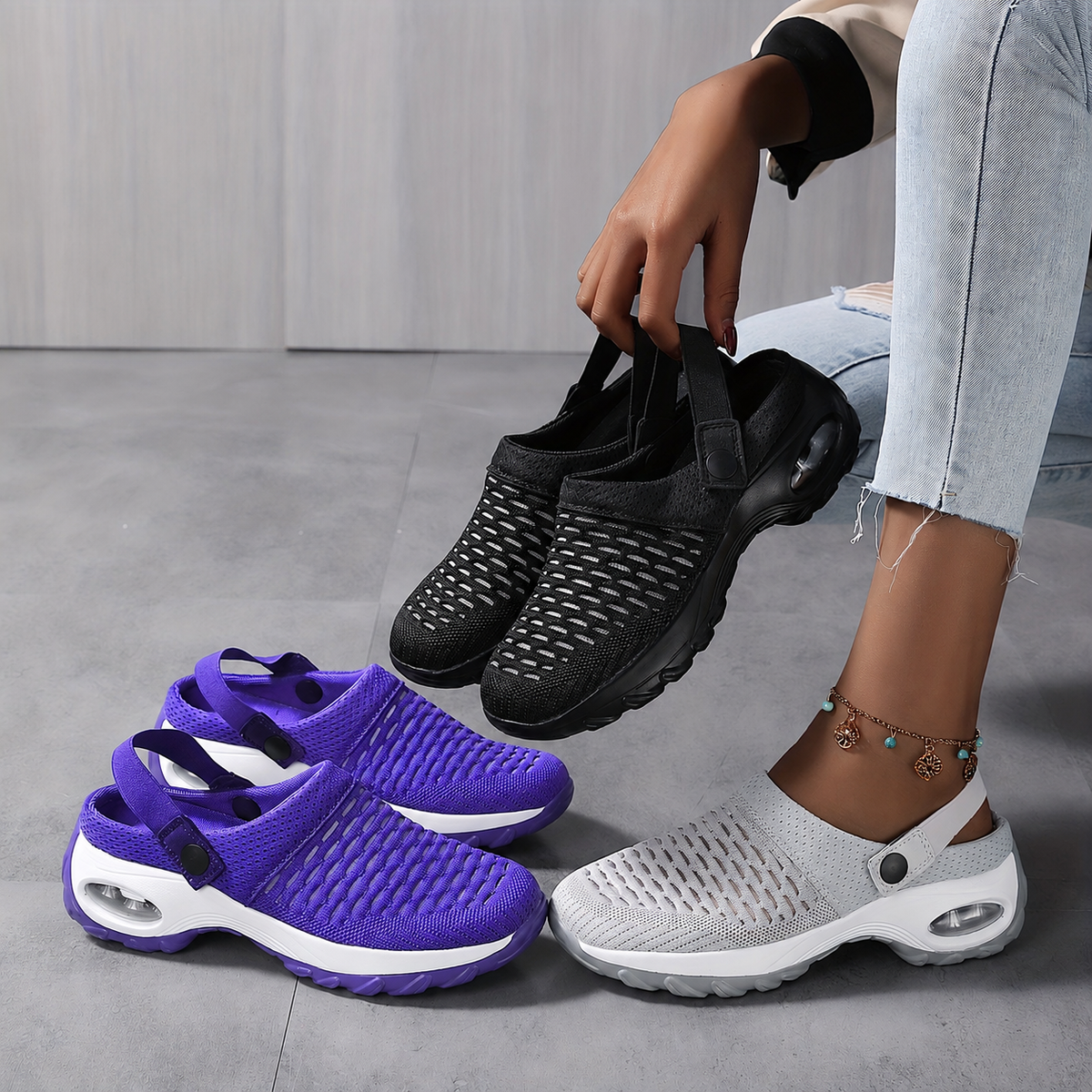Orthopedische clogs dames – luchtkussendemping met mesh